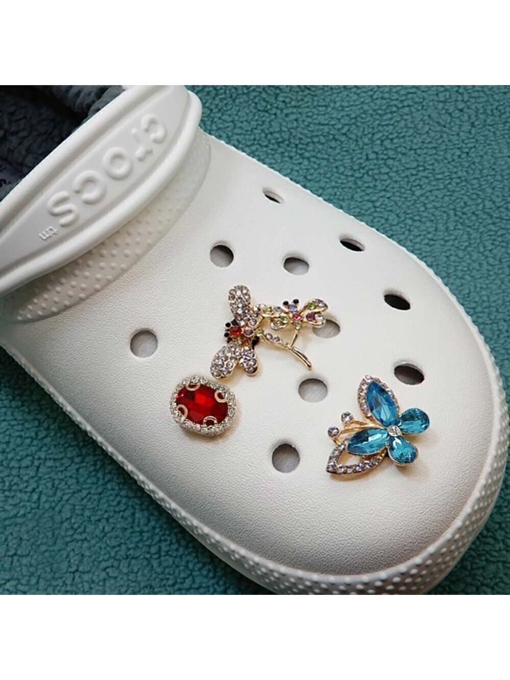 NEW Bundle 3 Luxury Butterfly Dragonfly Red Crystal Shoe Charm Crocs Jib…